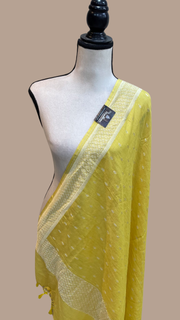 Pure Moonga  handloom Dupatta - water zari - The Handlooms