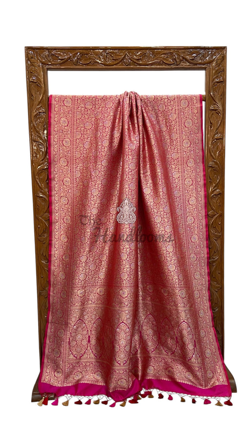 Regal Pure Katan Silk Banarasi Saree – Handwoven Tanchui Brocade With Meenakari - The Handlooms