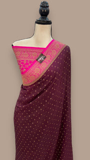 Khaddi Crepe Georgette Banarasi Saree -  Antique zari - The Handlooms