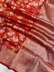Pure Katan Silk Banarasi Handloom Saree - All Over Jaal Work - The Handlooms