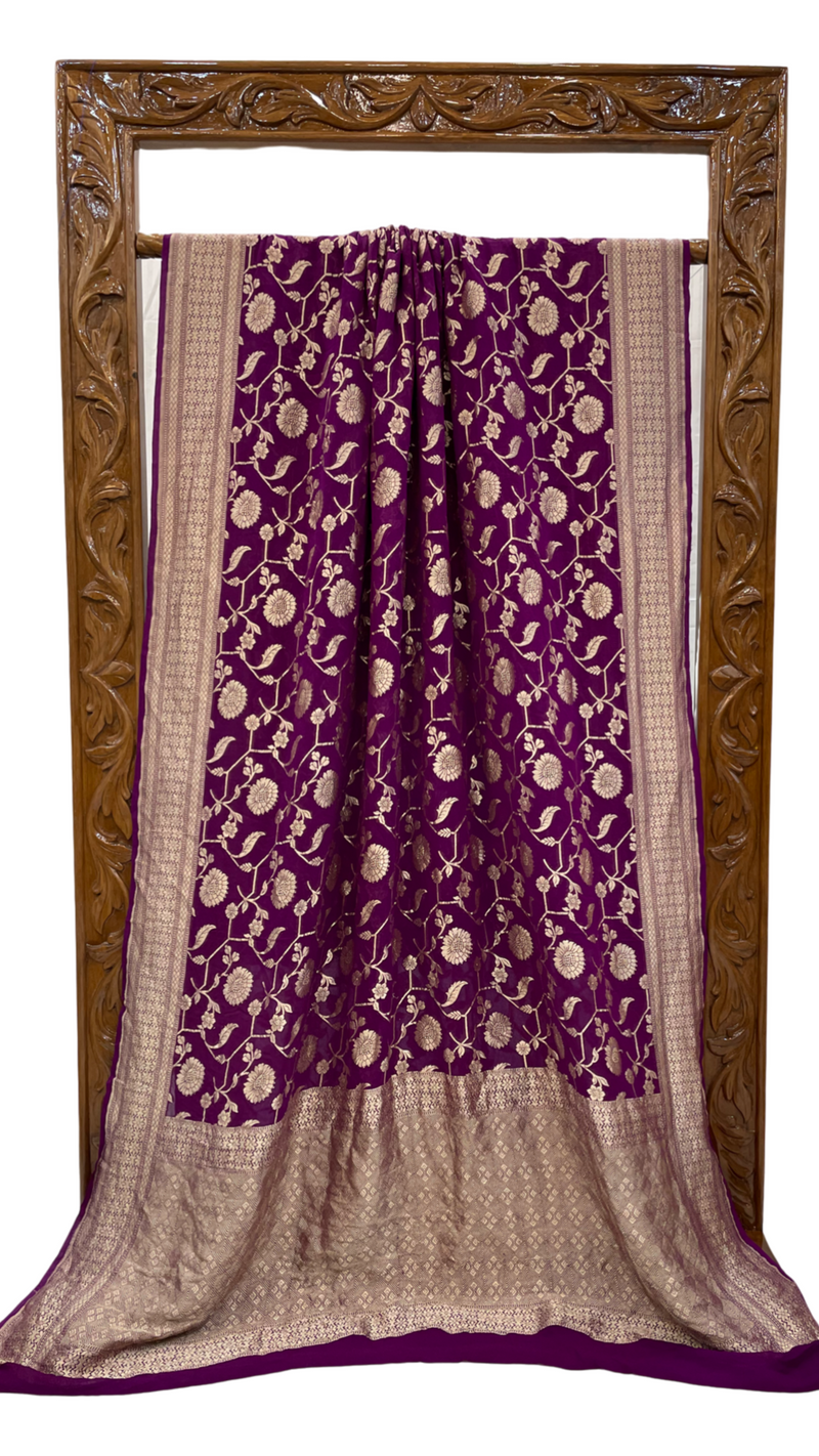 Khaddi Georgette Handloom Banarasi Saree - The Handlooms