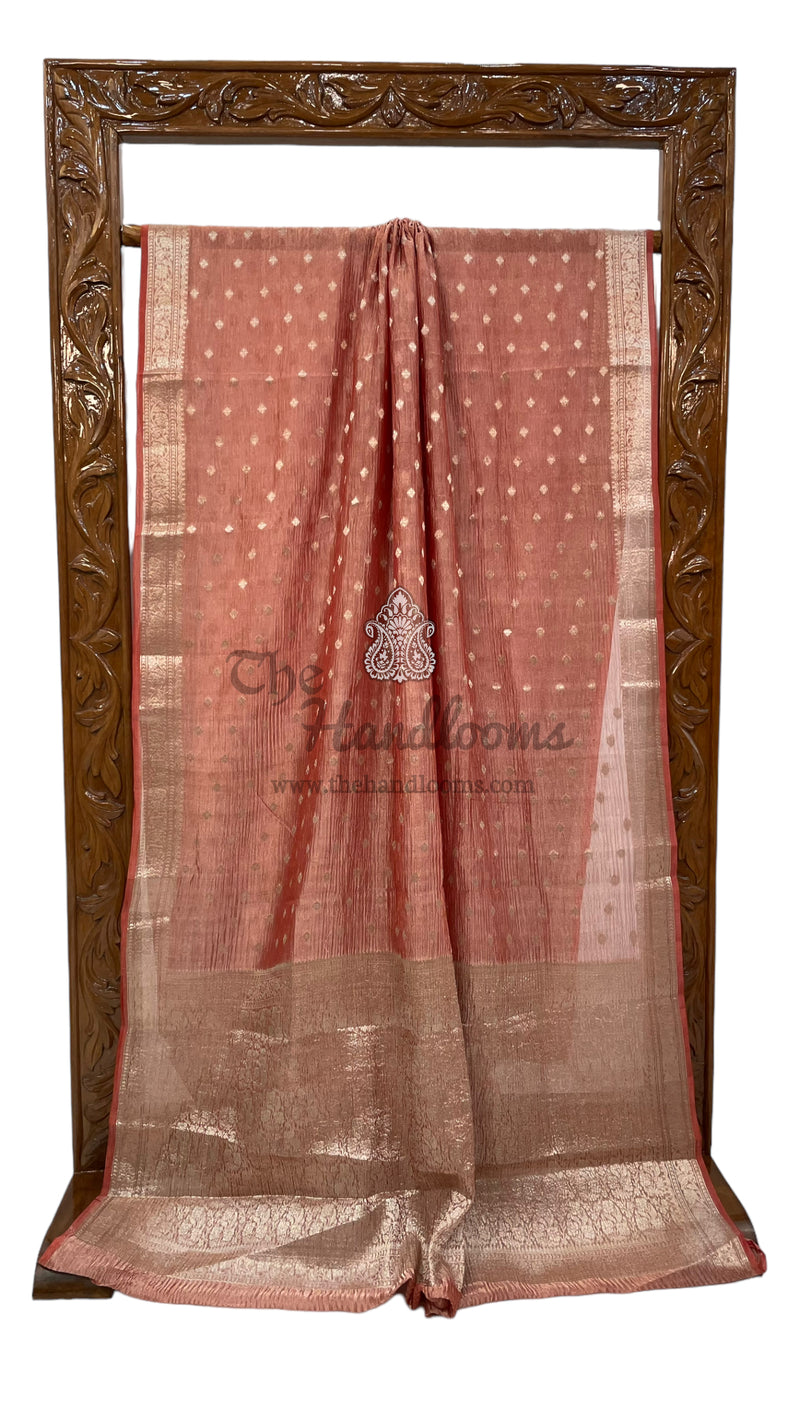 Pure Kora Tissue Crush Handloom Banarasi Saree - The Handlooms