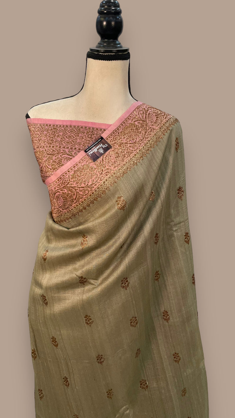 Pure Tussar Silk Handloom Banarasi Saree - The Handlooms