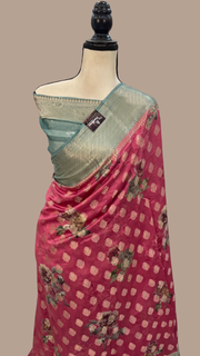 Pure Chiniya Silk Digital Print Handloom Banarasi Saree - The Handlooms