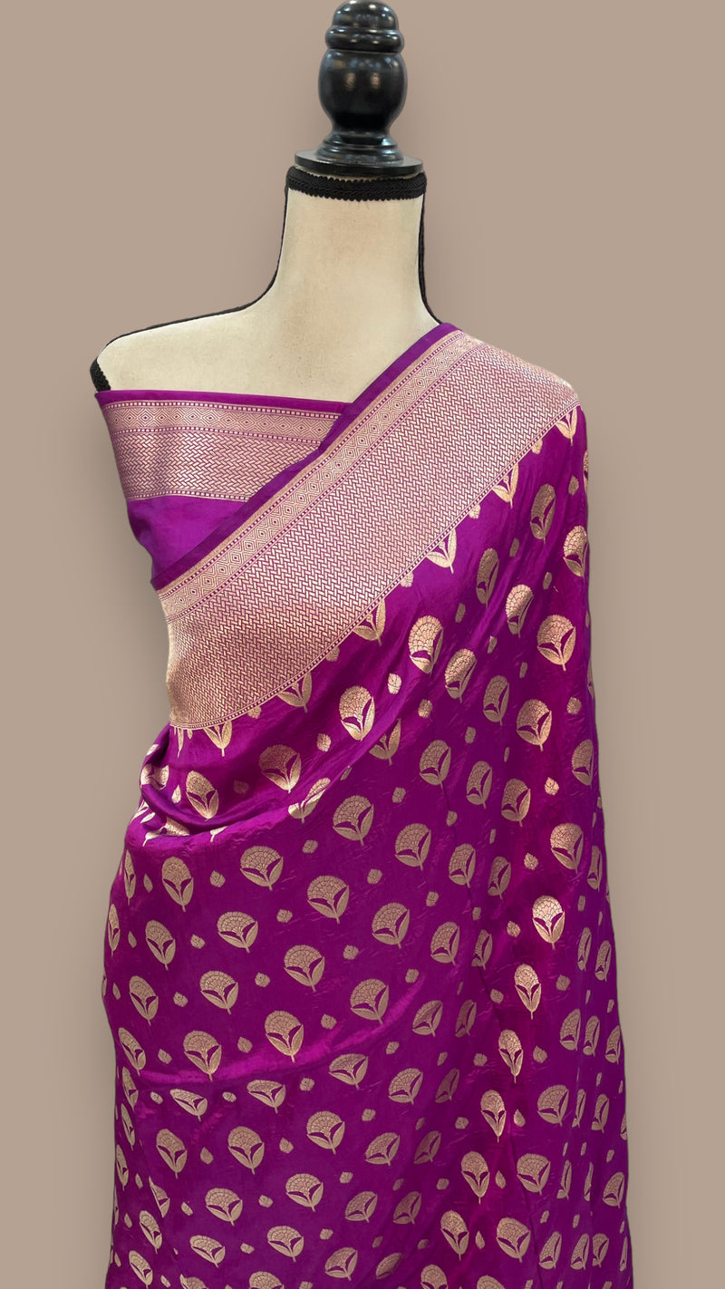 Pure Katan Silk Banarasi Handloom Saree - All over Jaal work - The Handlooms