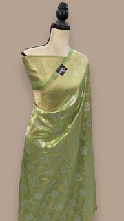 Pure Katan Silk Banarasi Handloom Saree - All over Sona Roopa Jaal work - The Handlooms