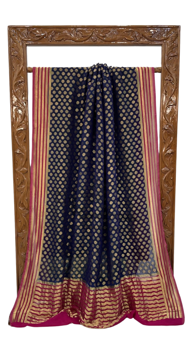 Khaddi Georgette Banarasi Saree - Gold zari - The Handlooms