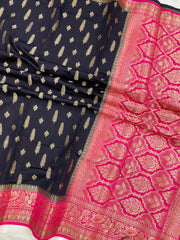 Pure Dupion Silk Banarasi Saree - Gold Zari - The Handlooms