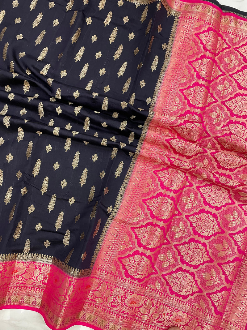 Pure Dupion Silk Banarasi Saree - Gold Zari - The Handlooms