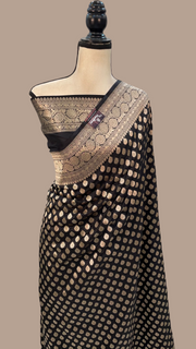 Pure Katan Silk Banarasi Handloom Saree - All over jaal work - The Handlooms