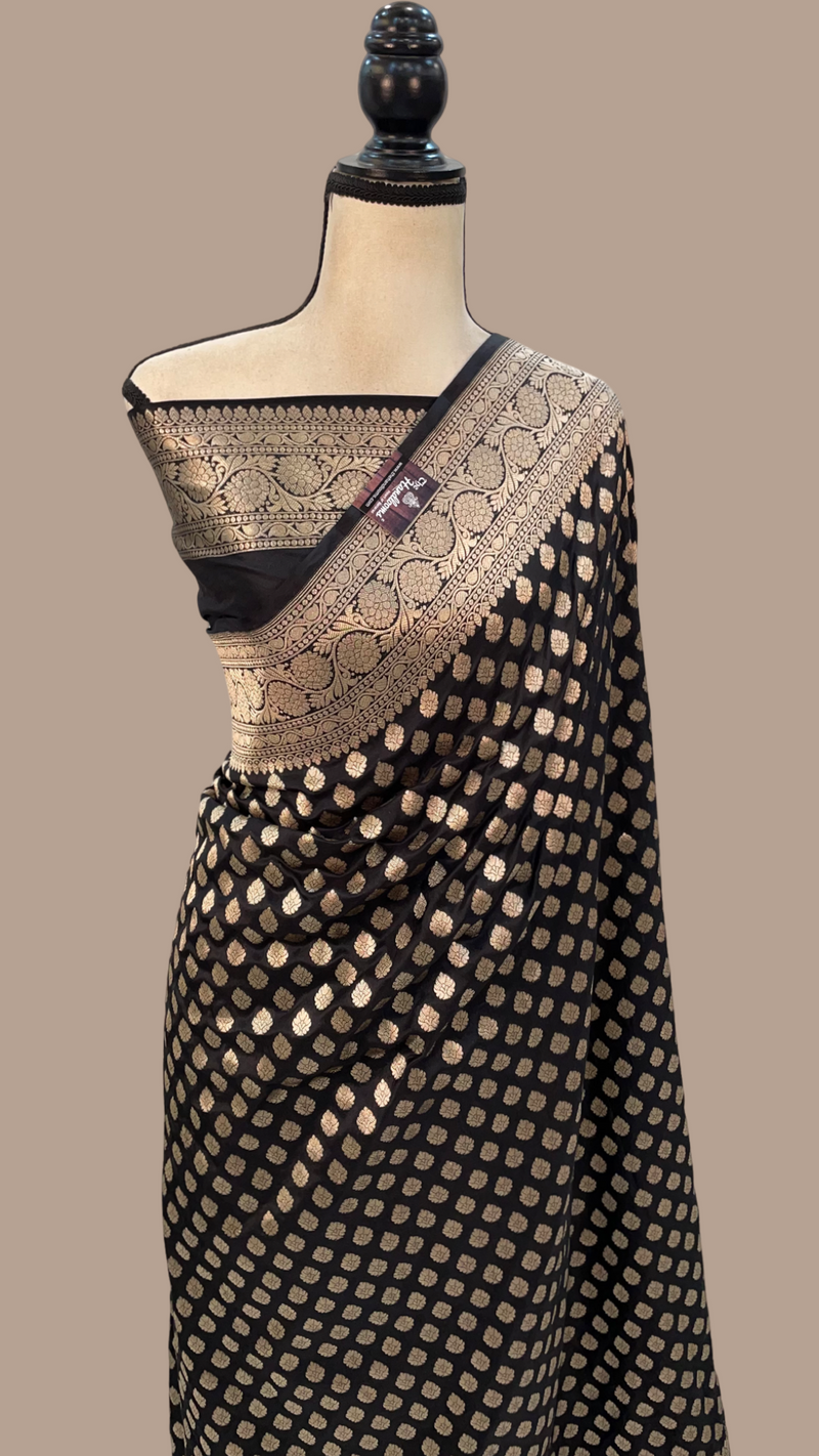 Pure Katan Silk Banarasi Handloom Saree - All over jaal work - The Handlooms