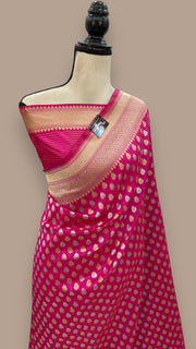 Pure Katan Silk Banarasi Handloom Saree - All over Sona Roopa Jaal work - The Handlooms