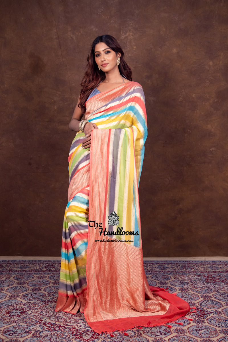Rangkat Pure Khaddi Georgette Handloom Banarasi Saree - The Handlooms