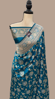 Pure Katan Silk Banarasi Handloom Saree - All over Sona Roopa Jaal work - The Handlooms