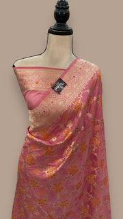 Pure Katan Silk Banarasi Handloom Saree - All over Jaal work with Meenakari - The Handlooms