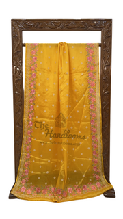Tussar Silk Handloom Banarasi Saree With Chikankari - The Handlooms