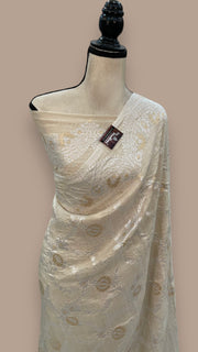 Tussar Georgette Handloom Banarasi Saree - The Handlooms