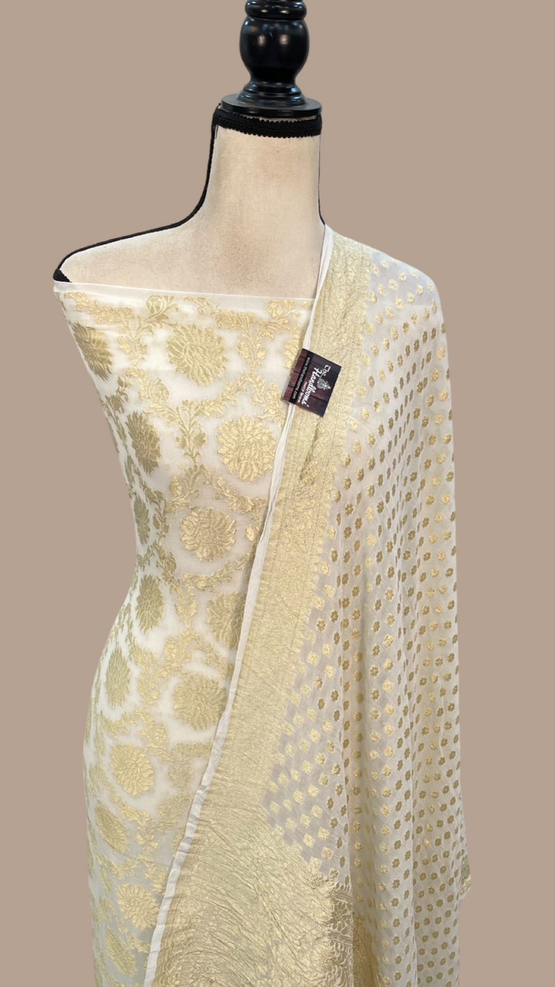 Pure Khaddi Georgette Banarasi Dress material - The Handlooms