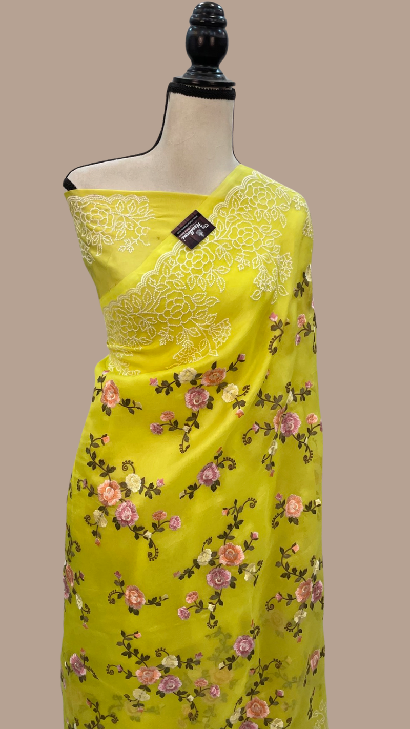 Organza Chikankari Handloom Banarasi Saree - The Handlooms