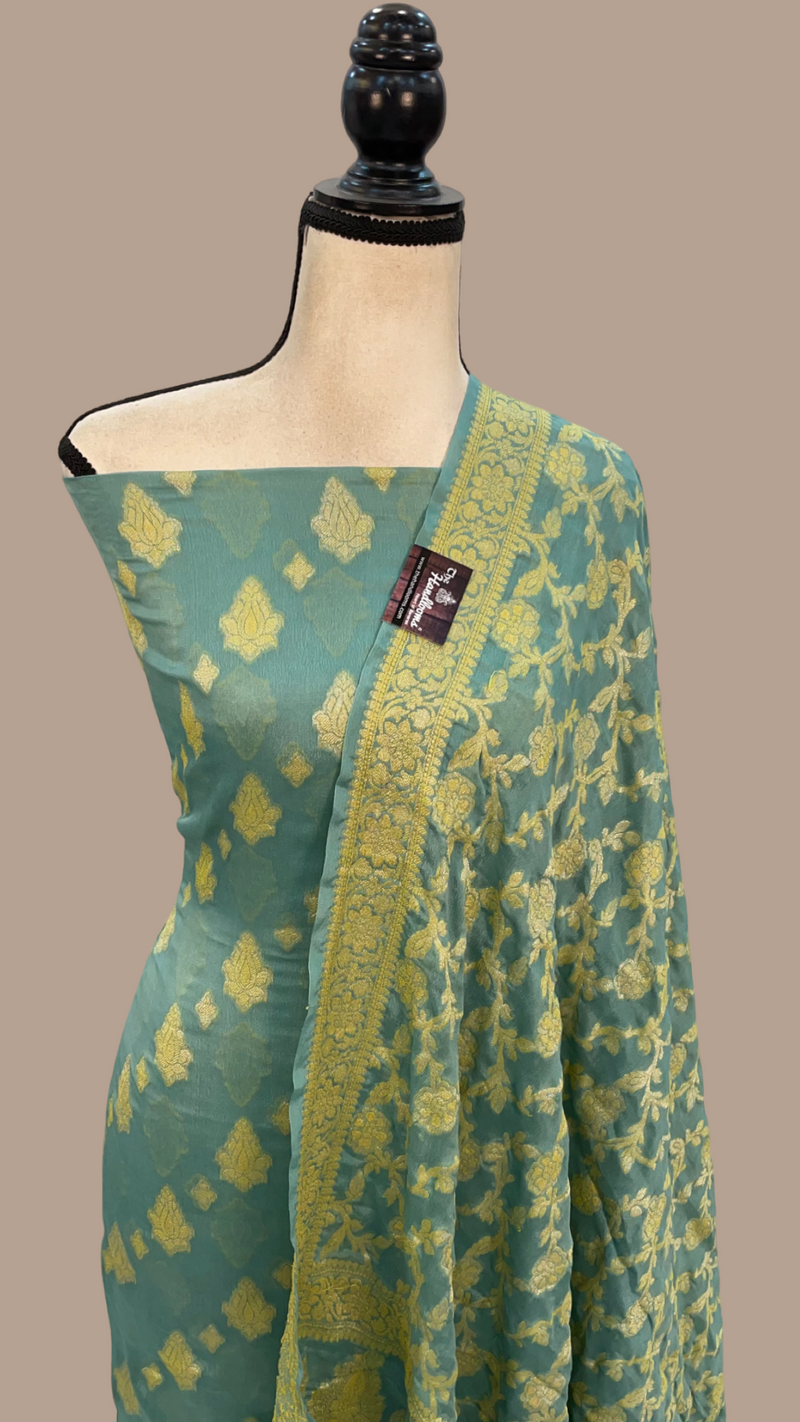 Pure Chiffon Khaddi Banarasi Dress material - The Handlooms