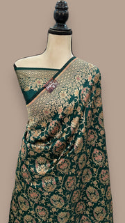 Pure Katan Silk Banarasi Handloom Saree - All over Jaal work with Meenakari - The Handlooms