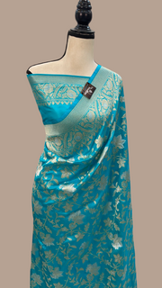 Pure Katan Silk Banarasi Handloom Saree - All Over Sona Roopa Jaal Work - The Handlooms