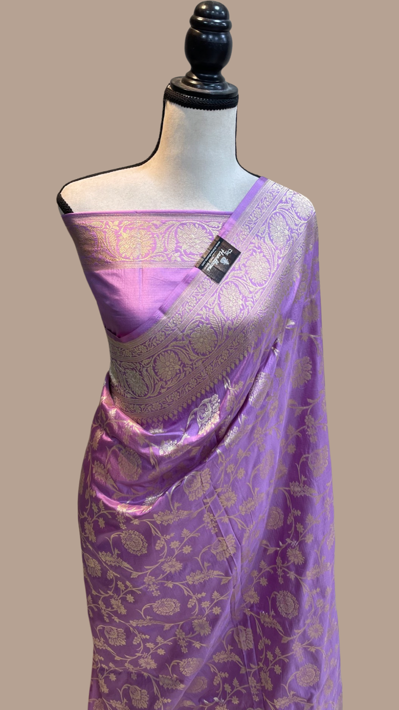 Pure Katan Silk Banarasi Handloom Saree - All Over Jaal Work - The Handlooms