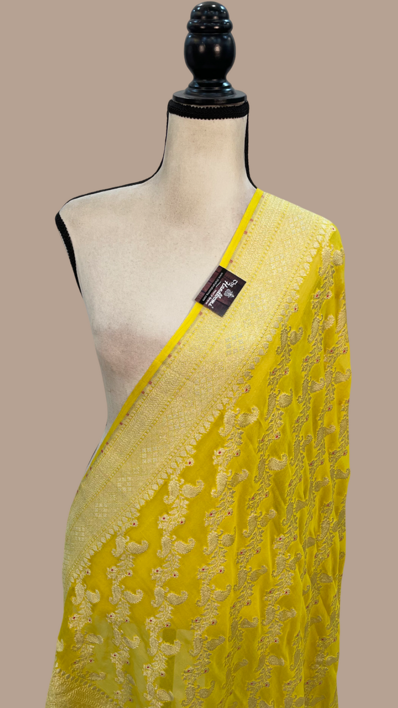 Pure Khaddi Georgette Dupatta - water zari - The Handlooms