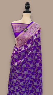 Pure Katan Silk Banarasi Handloom Saree - All over Sona Roopa Jaal work - The Handlooms