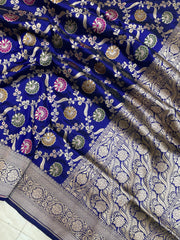 Pure Katan Silk Banarasi Handloom Saree - All over Jaal work with meenakari - The Handlooms