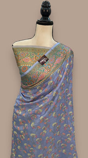Tussar Silk Handloom Banarasi Saree With Chikankari - The Handlooms
