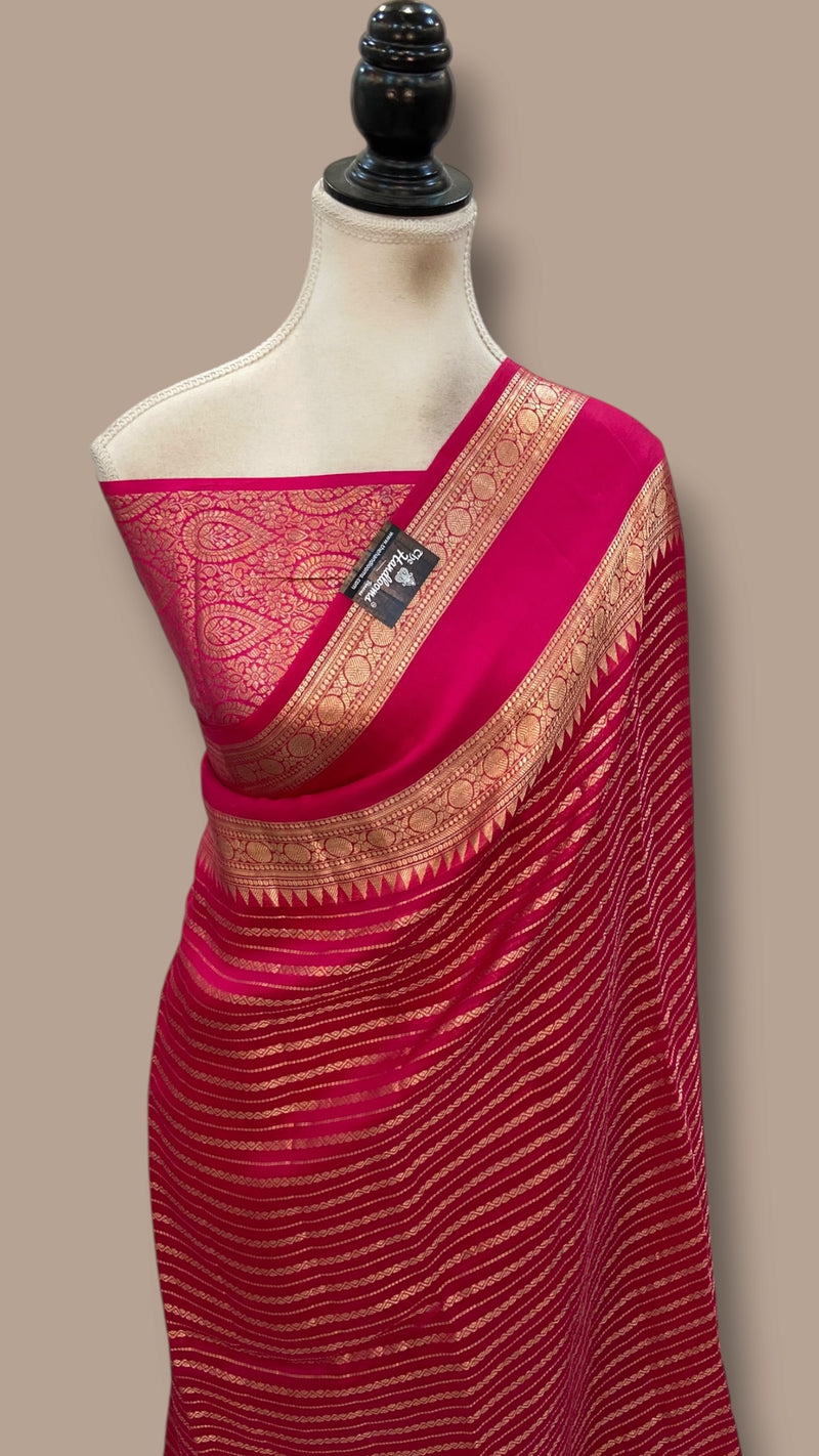 Pink Pure Kora Handloom Banarasi Saree