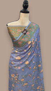 Tussar Silk Handloom Banarasi Saree With Chikankari - The Handlooms