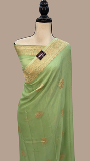 Pure Khaddi Georgette Banarasi Saree -  Gold zari - The Handlooms