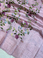 Pure Chanderi  Digital Print with Chikankari Handloom Banarasi Saree - The Handlooms