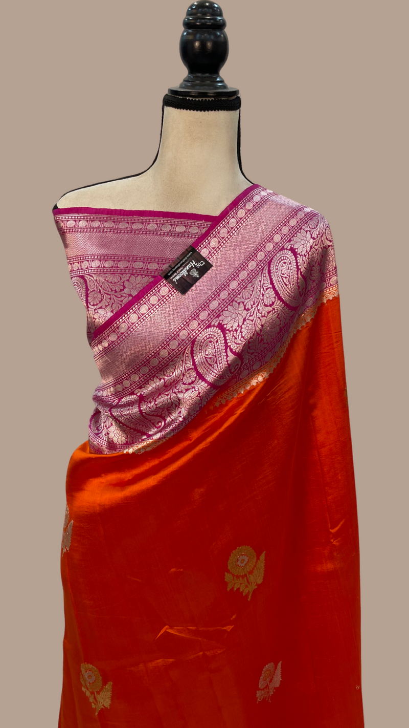 Pure Katan Silk Banarasi Handloom Saree - All over Kadua motifs - The Handlooms