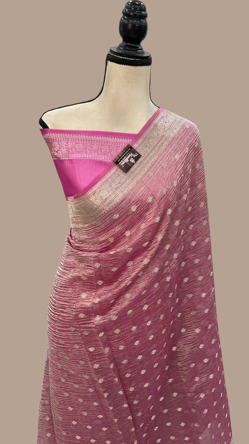 Pure Kora Tissue Crush Handloom Banarasi Saree - The Handlooms