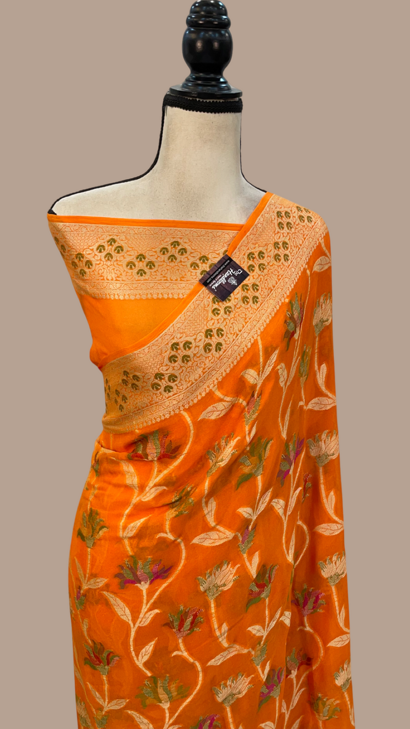 Pure Chiffon Khaddi Banarasi Saree - The Handlooms