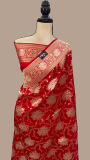 Pure Katan Silk Banarasi Handloom Saree - All over Sona Roopa Jaal work - The Handlooms