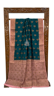 Moonga Georgette Handloom Banarasi Saree - The Handlooms
