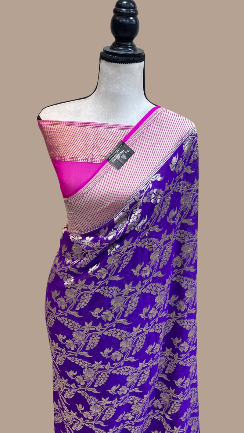 Khaddi Georgette Handloom Banarasi Saree - The Handlooms