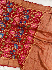 Pure Georgette Banarasi Bandhej Handloom Saree - with meenakari work - The Handlooms