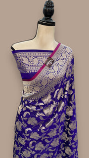 Pure Katan Silk Banarasi Handloom Saree - All Over Jaal Work - The Handlooms