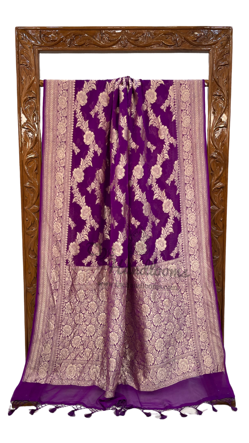 Pure Khaddi Georgette Banarasi Saree - water zari - The Handlooms