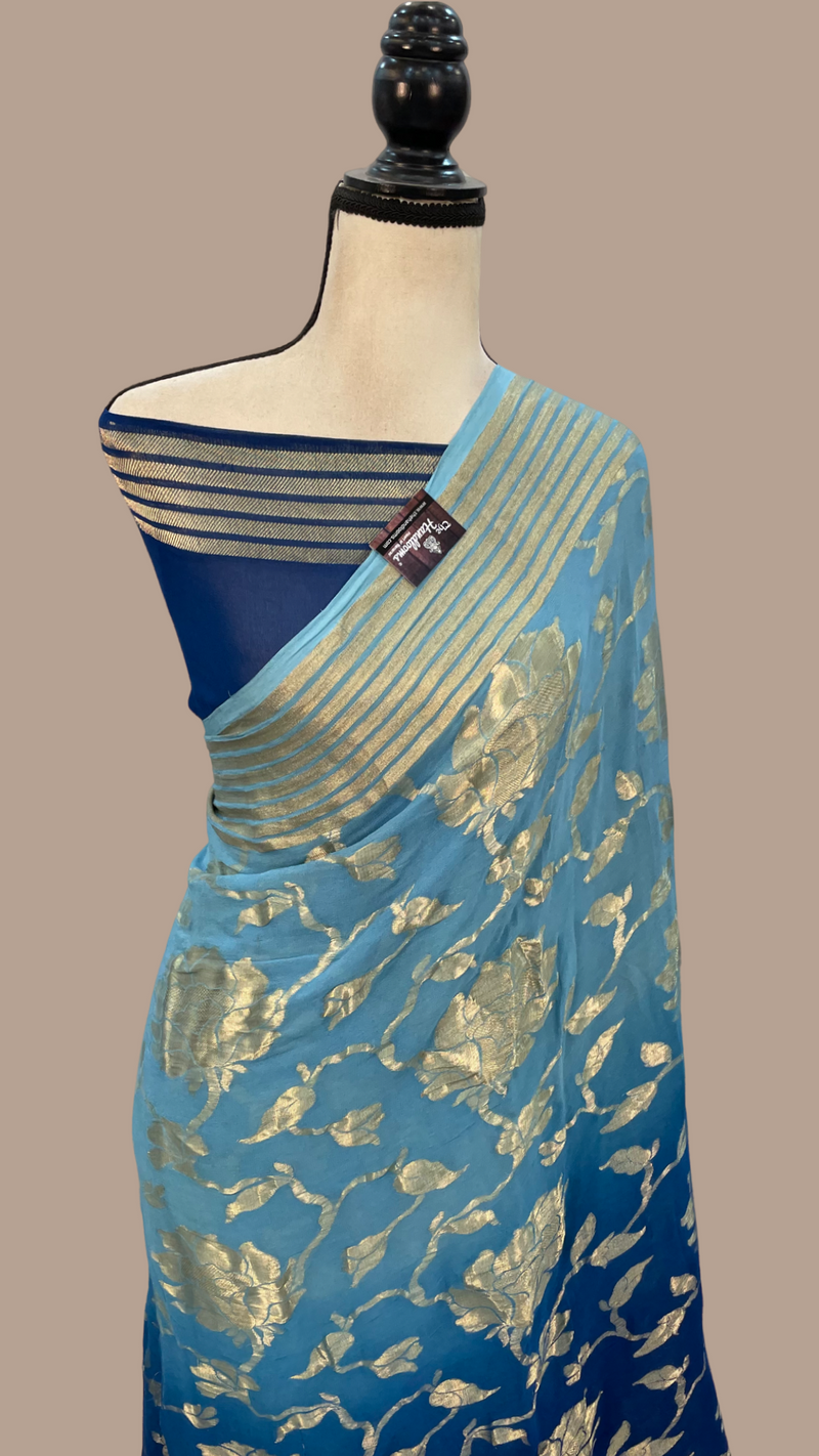 Khaddi Georgette Handloom Banarasi Saree - The Handlooms