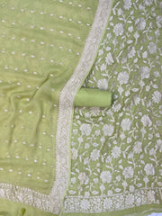 Khaddi Georgette Handlooms Banarasi Dress material - The Handlooms