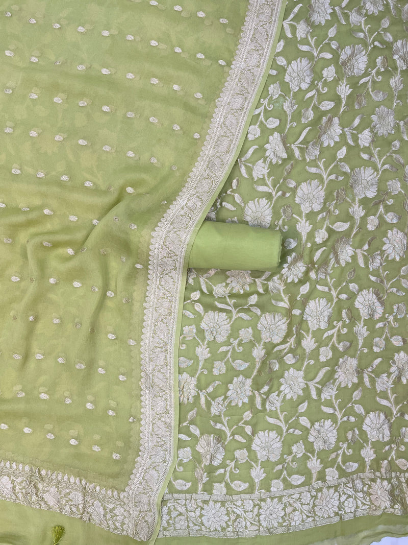 Khaddi Georgette Handlooms Banarasi Dress material - The Handlooms