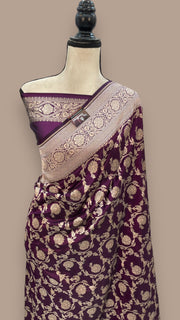 Pure Katan Silk Banarasi Handloom Saree - All over Jaal work - The Handlooms