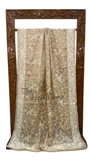 Tussar Silk Handloom Banarasi Saree With Chikankari - The Handlooms