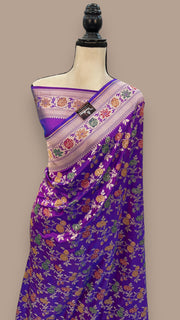 Pure Katan Silk Banarasi Handloom Saree - All over Jaal work with Meenakari - The Handlooms